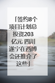 签约8个项目计划总投资203亿元 四川遂宁在西博会还推介了这些