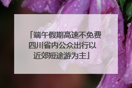 端午假期高速不免费 四川省内公众出行以近郊短途游为主