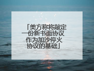 美方称将敲定一份新书面协议 作为加沙停火协议的基础