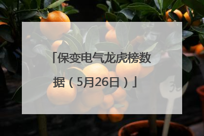 保变电气龙虎榜数据（5月26日）
