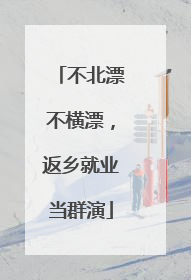 不北漂不横漂，返乡就业当群演