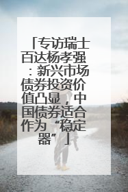 专访瑞士百达杨孝强：新兴市场债券投资价值凸显，中国债券适合作为“稳定器”
