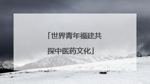 世界青年福建共探中医药文化