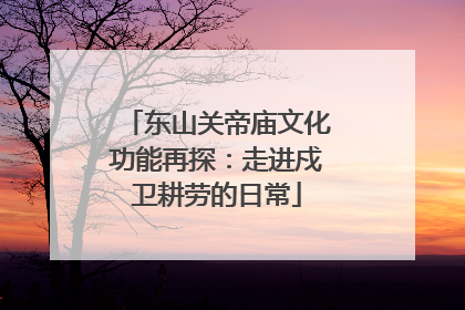 东山关帝庙文化功能再探：走进戍卫耕劳的日常