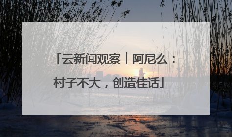 云新闻观察︱阿尼么：村子不大，创造佳话