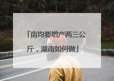 亩均要增产两三公斤，湖南如何做