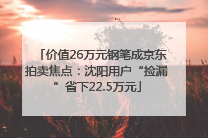 价值26万元钢笔成京东拍卖焦点：沈阳用户“捡漏”省下22.5万元