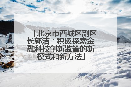 北京市西城区副区长郭洁：积极探索金融科技创新监管的新模式和新方法