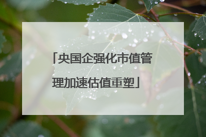 央国企强化市值管理加速估值重塑