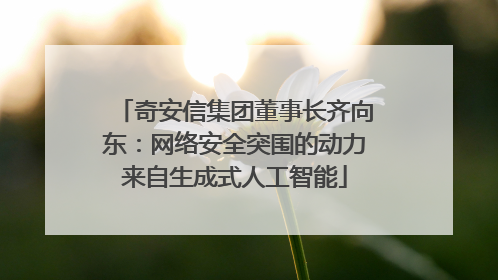奇安信集团董事长齐向东：网络安全突围的动力来自生成式人工智能