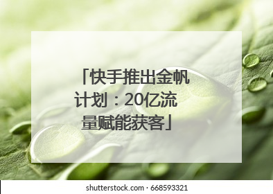 快手推出金帆计划：20亿流量赋能获客