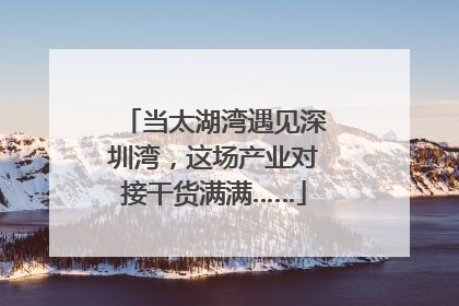 当太湖湾遇见深圳湾，这场产业对接干货满满……