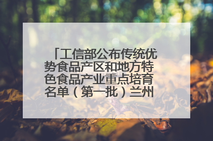 工信部公布传统优势食品产区和地方特色食品产业重点培育名单（第一批）兰州牛肉拉面位列其中