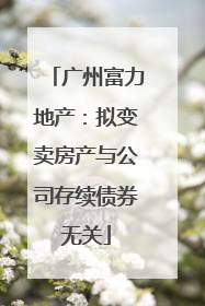 广州富力地产：拟变卖房产与公司存续债券无关
