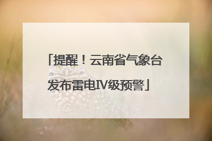 提醒！云南省气象台发布雷电Ⅳ级预警