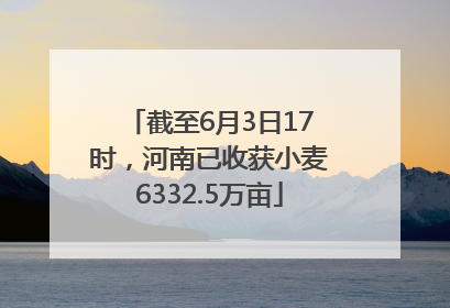 截至6月3日17时，河南已收获小麦6332.5万亩