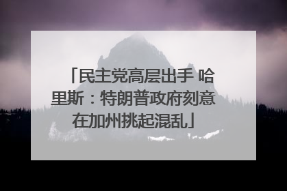 民主党高层出手 哈里斯：特朗普政府刻意在加州挑起混乱