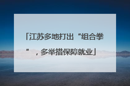 江苏多地打出“组合拳”，多举措保障就业