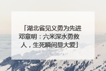湖北省见义勇为先进邓章明：六米深水勇救人，生死瞬间显大爱