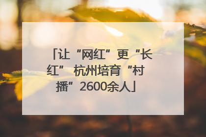 让“网红”更“长红” 杭州培育“村播”2600余人