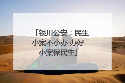 银川公安：民生小案不小办 办好小案保民生