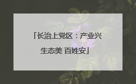长治上党区：产业兴 生态美 百姓安