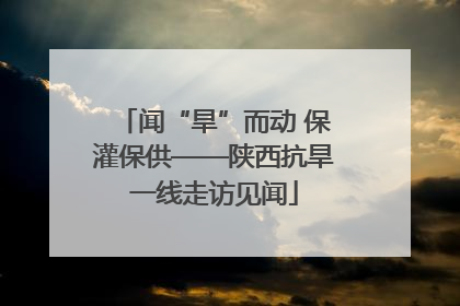 闻“旱”而动 保灌保供——陕西抗旱一线走访见闻